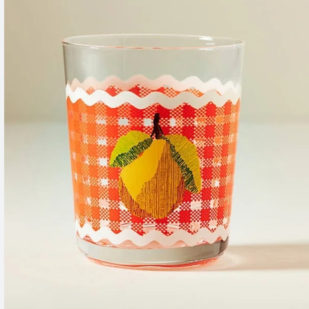 Anthropologie Ischia Gingham Fruit Juice Glass, Set Of 2